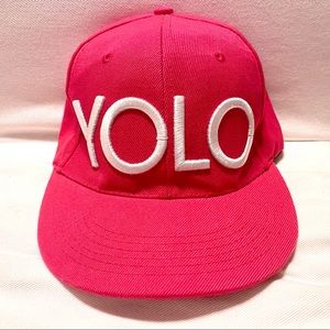 YOLO Baseball Cap in Hot Pink